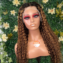 Load image into Gallery viewer, Chocolate brown/ blonde highlight deep wave frontal wig