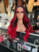 Load image into Gallery viewer, Black/red lace closure body wave wig
