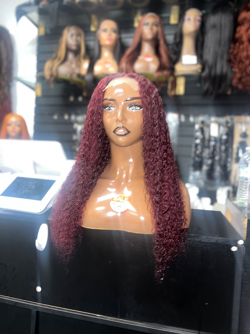 Burgundy Curly Lace Closure Wig