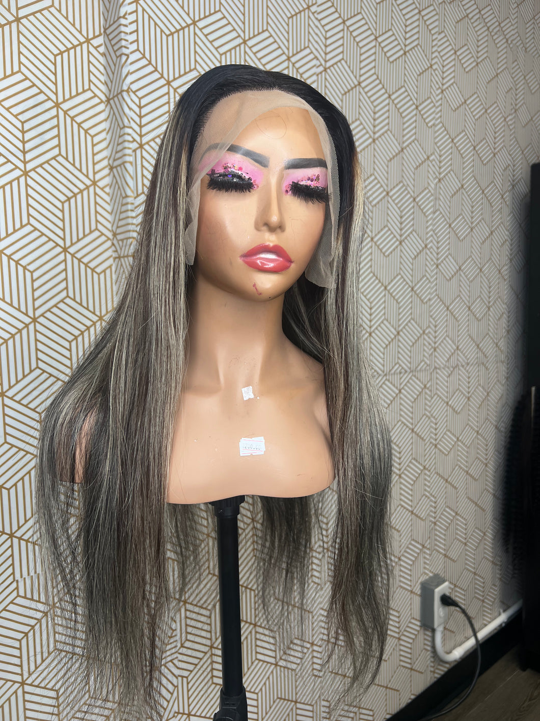Black/blonde highlight Lace Frontal Wig
